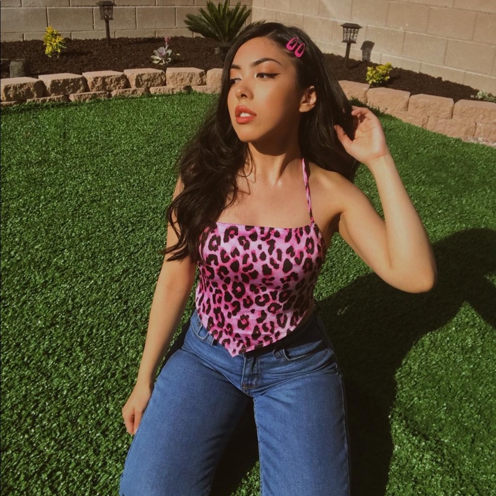 Cheetah Self-Tie Halter Top